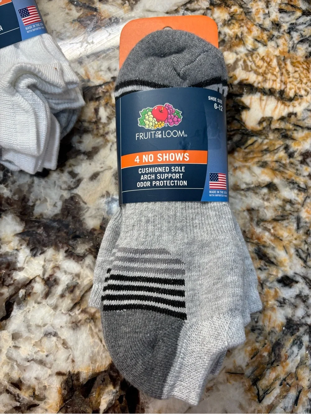 Fruit of the Loom Men's 4-Pack No-Show Tab Socks - Gray & White bundle of 8